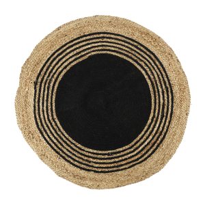 ALFOMBRA YUTE-NEGRO DIAMETRO 90 CM.
